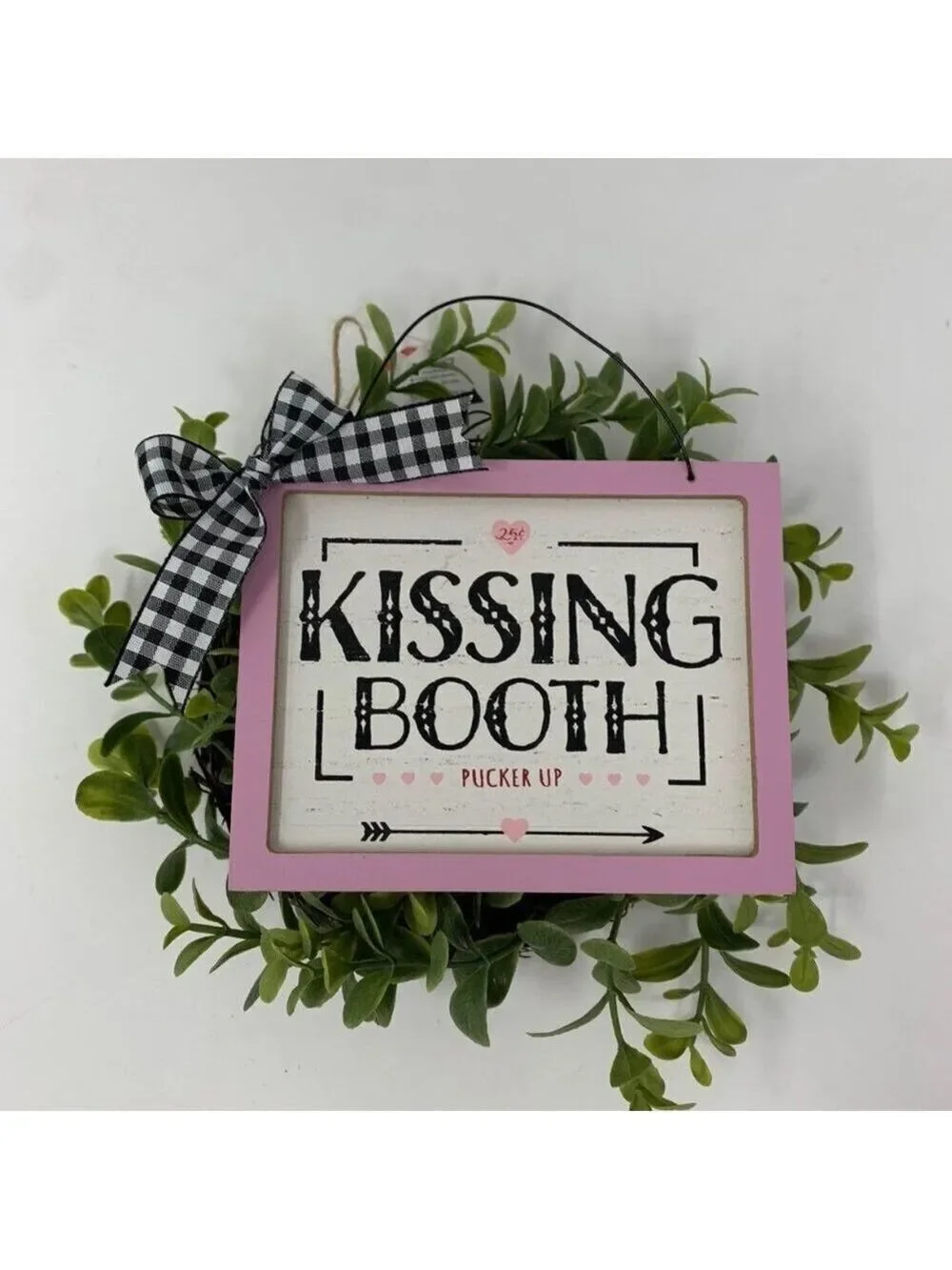 Valentines Day Mini Sign Pink Kissing Booth Farmhouse Tiered Tray Decor Holiday